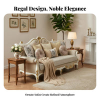 Ornate Carved Sofa Luxurious Design timeless design Seating Group Regal Aesthetic Couch for Homeowners, Families, Living Room, Lounge Area, Hotel Lobby