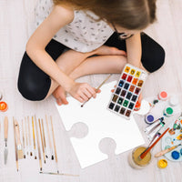 24 Pieces Customizable Blank Cardboard Puzzle Write-on Blank Jigsaw Puzzle White Creative for Crafters, Kids, Art Projects, Classroom Crafts, Birthday Parties