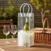 PVC Transparent Wine Bottle Cooler Bag with Handle for Champagne & Red Wine, Picnic & Gift