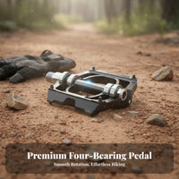 2 Pieces 4 Bearing Cycle Pedals Aluminum Alloy Bike Pedals Non-Slip Surface for Road Cyclists, Daily Commuting