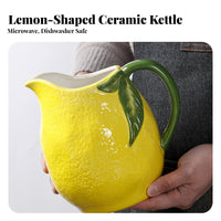Hand-Painted Embossed Lemon Carafe Dishwasher Safe Large Capacity Water Pitcher High-Temperature Resistant for Families, Kitchen, Home Decor