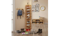 Space Saving Multi-Tier Shoe Rack Sturdy and Stable Narrow Shoe Rack Tool-No-Tool Assembly for Hallway, Closet
