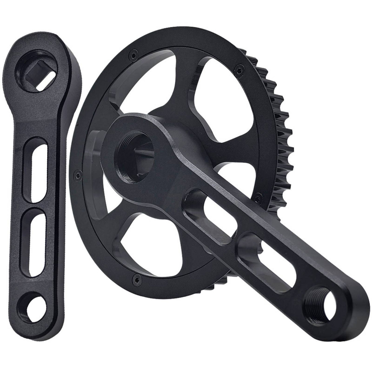 Bike Crankset with Guard Plate Low-Maintenance Belt Drive Crankset High Strength Crank Arm Set for Kids
