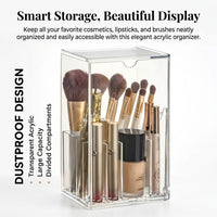Clear Acrylic Lipstick Organizer, Dustproof Large Capacity Cosmetic Storage Box, for Vanity Table and Bedroom Multi-Compartment Makeup with Drawers