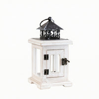 House Lantern Wooden Glass Lantern Vintage for Farmhouse Decor