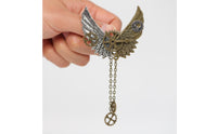 Two-Tone Metal Steampunk Wing Brooch Antique-Inspired Gear Wing Brooch Metal-Finish Finish