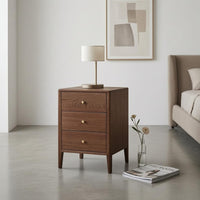 Nordic Nightstand Rectangular Wood End Table Round Pulls Room Furniture