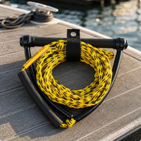 Cylindrical Crossbar Waterski Tow Rope Curved Side Supports Coiled Tow Rope Tangle Tangle-Resistant High Strength for Waterskiers, Waterskiing