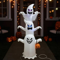 Stacked Ghost Stack with Pumpkin Container Self-Inflating Ghost Inflatable with Candy Container Lighted Inflatable Decoration Tall for Families
