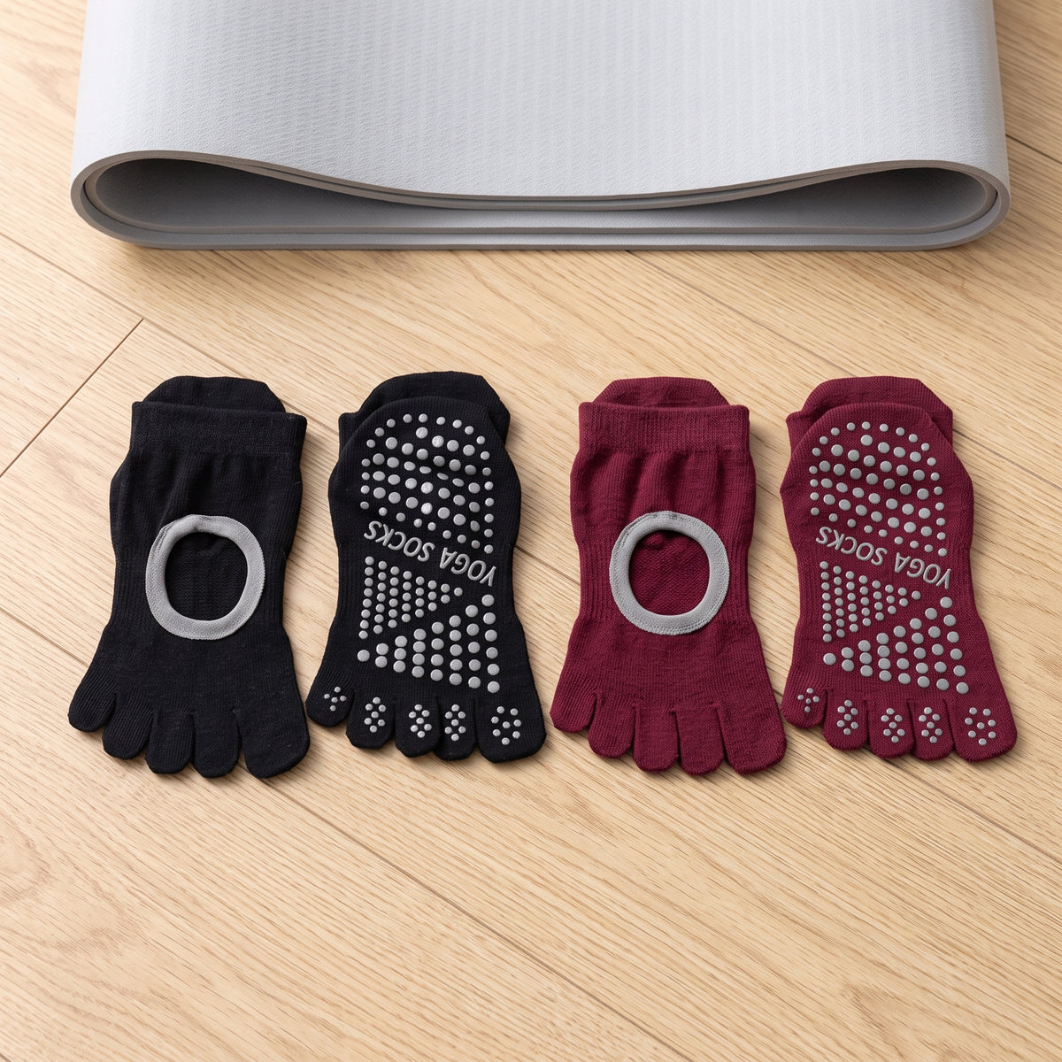 Women's Anti-Slip Toeless Yoga Pilates Socks with Five Toe Design