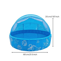 PVC Inflatable Pet Pool Sunshade Canopy Round Pet Pool Drain Valve Non-Slip Doggie Bathtub Sea-Creature Print