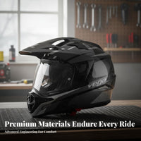 Full Face Sturdy Shell Twin Visor Motorbike Helmet Wide-Angle Vision for Motorcyclists, ATV Riders, Street Riding, Highway