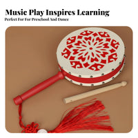 Handled Fan Drum Develops Rhythm & Creativity Dance Prop Easy to Play for Home