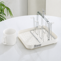 Drinkware Drying Rack Dish Drainer, 2 Tier Electroplated Silver Metal Dish Rack for Kitchen Counter, Luxury Mug & Glass Drainer Stand