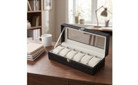 6-Slot Watch Display Box with Window Clear Watch Box Safeguarding Sturdy for Collectors