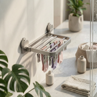 Multi-Prong Laundry Organizer Windproof Suction Cup Dehumidifying Rack Easy to Install Household Storage for Washroom