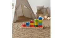 Wooden Geometric Shape Sorter Paint Shape Sorter Counting Toy Educational Assembling Blocks Sleek Edges for Young Children