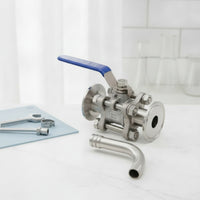 1.5 Inch Ball Valve with Rotating Arm Smooth Rotation Sampling Valve with Tri-Clamp End Long-Lasting Pickup Tube Corrosion-Resistant for Brewing Kettles