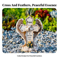 Praying Hands Cross Decoration Weather Resistant Celestial Feather Cross Statue Celestial Feathers Statue Spiritual Consolation