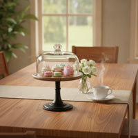 Wood Cake Stand Photogenic Design Cake Plate Pedestal Easy to Clean Dessert Cloche for Wedding, Afternoon Tea, Birthday Party