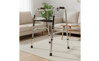 Foldable 4 Leg Mobility Aid Sturdy Folding Mobility Aid Frame Stable Steel Walking Aid Height Adjustable for Elderly, Rehabilitation