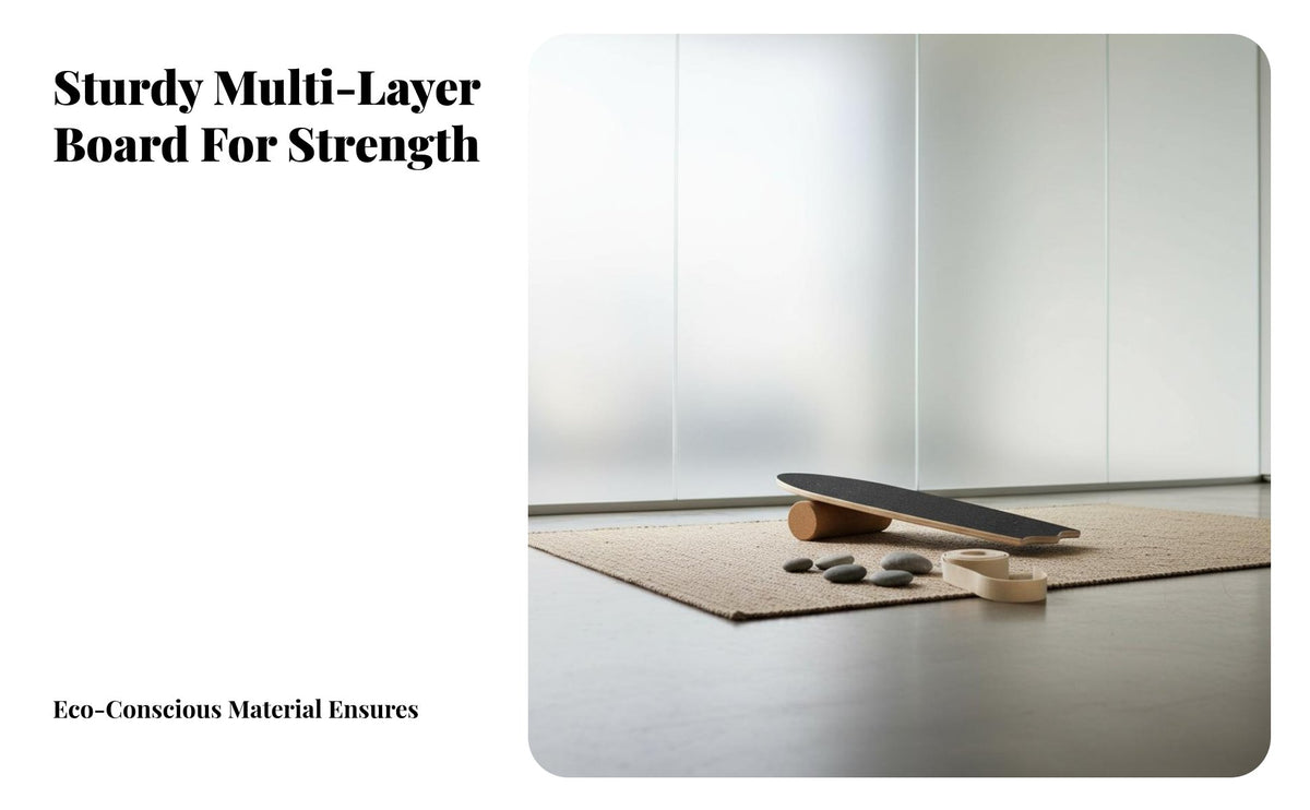 Sturdy Wood Construction Wooden Balance Board Anti-Slip Surface Core Training Board Safety Stoppers Fitness Equipment Ankle Strengthening for Children, Beginners, Snowboarders, Indoor, Home Gym