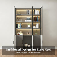 Glass Door Beverage Cabinet Dust-Resistant Glass Door Display Cabinet Elegant Design Modern China Hutch for Collectors, Homeowners, Home Bar, Study