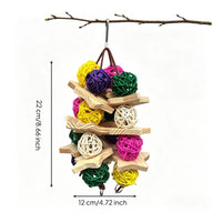 Bird Toy with Rattan Balls Shreddable Parrot Chew Toy Woven for Parrots, Conures