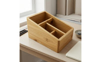 Desktop Organizer Box Wood Grain Bamboo Storage Box Small Items Bamboo Desk Drawer Organizer
