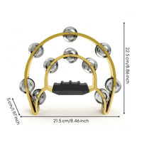 Half Moons Tambourine Lightweight Double-Layer Tambourine Sturdy Musical Instruments for Students, Dancers,