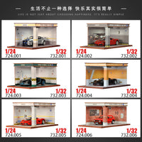 1/24 Scale Model Car Garage Display Diorama Parking Lot Scene Handmade Ornament Toy
