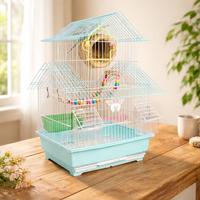 Tiger Skin Parrot Bird Cage Large Luxury Villa Small Bird Cage Metal Roof Shape Ornamental Cage for Budgies and Peonies