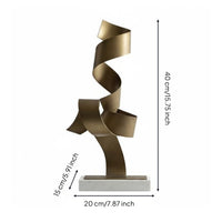 Spiral Ribbon Sculpture Light Luxury Abstract Metal Sculpture Premium Craftsmanship Decorative Figurine for Model Room, Display Cabinet