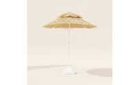 Tiki Umbrella with Tilt Double-Layer Thatch Parasol Tiltable Straw Umbrella for Patio, Poolside, Garden