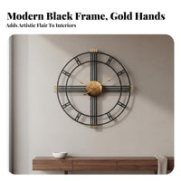 European Design Wrought Iron Timepiece Easy to Hang Modern Metal Clock Ideal Gift for Interior Designers, Adults, Bedroom, Entryway, Kitchen