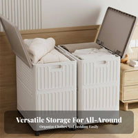 Dust-Proof Flip-Top Storage Box Multi-Purpose Rolling Storage Bin with Lid Foldable Large Capacity Clothes Chest Decorative for Students, Homeowners, Parents, Bedroom, Closet, Dorm Room, Office
