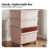 Large Capacity Plastic Storage Bins with Wheels Double Opening Plastic Bin with Wheels Easy Assembly Rolling Toy Chest for Families, Students, Playroom, Bedroom, Living Room, Closet