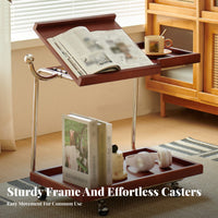 Retro Design Mobile Unit with Storage Multi-Functional Split-Top Rolling Table Space-Saving Household Furniture Lockable Wheels for Apartment Dwellers, Distant Workers, Musicians, Living Room, Small Areas, Bedroom, Home Office