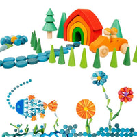Rainbow Beechwood Building Blocks for Kids, Creative Educational Toy