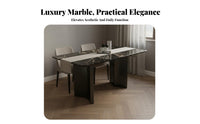 Rectangular Dining Table High-End Feel Rectangular Marble Top Table Easy to Clean Home Furniture for Apartment Dwellers, Homeowners, Restaurant