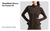 Fit Stretching Jacket Warm Long Sleeve Workout Jacket Fleece Lined women's Activewear for Fitness Enthusiasts, Gym Goers, Outdoor, Hiking, Daily Wear