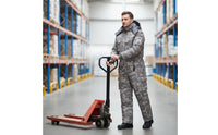 Water Repellent Men's Insulated Work Jumpsuit Thickened Padded Winter Work Suit Windproof Cold Proof Single-Piece Suit Double Zipper for Workers, Warehouse