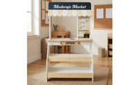 Wooden Pretend Market Stall Freestanding Wooden Market Stall Wood Construction Pretend Grocery Stand