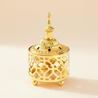 Multi-Functional Golden Metal Censer Light Luxury Ornate Tabletop Censer Easy to Clean Arabic Design Bakhoor Burner for Bedroom, Office