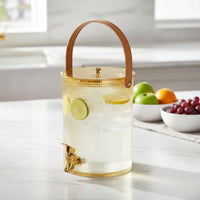 High Temperature Resistant Refrigerator Drink Dispenser with Spigot Large Capacity Fruit Infused Water Dispenser Wide Mouth Iced Tea Pitcher with Faucet Portable Handle for Countertop