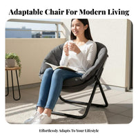 Foldable Design Tufted Moon Chair Space-Saving Folding Padded Chair Comfortable Padding Portable Seating Oversized Comfort for Students, Young Adults, Gamers, Dorm Room, Balcony, Reading Nook, Small Areas