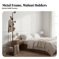 Minimalist Design Valet Rack with Hamper Liberated Standing Garment Stand Multi-Hook Coat Tree Stable and Sturdy for Families, Homeowners, Renters, Bedroom, Entryway, Apartment, Living Room