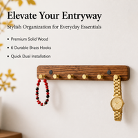 3 Hooks Key Holder Wall Mount, Wooden Wall Mounted Coat Rack, Dark Wood Grain Chinese Trend Coat Hooks, Hat Rack for Mudrooms & Entryways