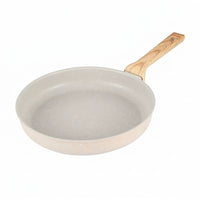 Frying Pan for Induction Hob and Home Cooking, Nonstick Pancake Pan with Pan Lid, Cast Iron Frying Pan Style, Wood-Look Stone Omelette Fry Pan