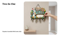 Easter ited rabbit Wall Hanger Flat 2D design rabbit outline Hanger Multi-Functional Key Holder Rustic Design for Families, Homeowners
